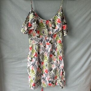 Hollister Floral Print Top with Pink and Green Accents